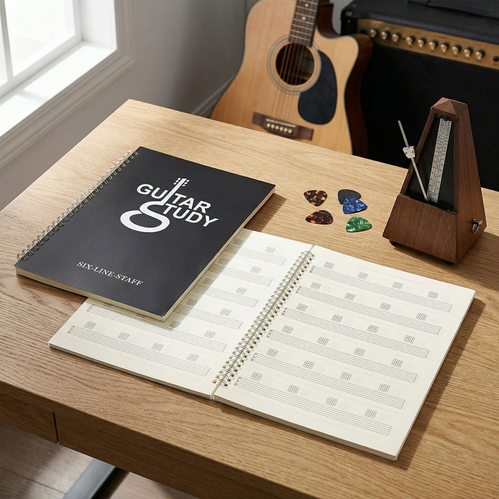 2Pcs Guitar Tab Manuscript Not - đánh giá và giá Blank Sheet Music Notebook
