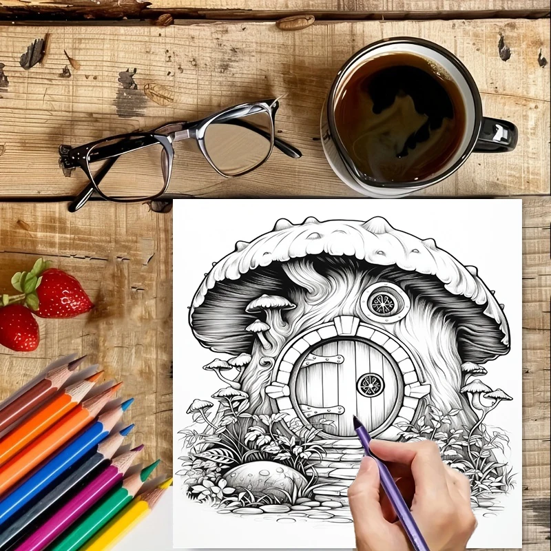 Coloring Book Fairy Door for A - đánh giá và giá Adult Coloring Book Stress Relief